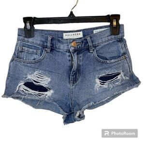 Bullhead Denim Co. Distressed High-Rise Denim Shorts Size 25